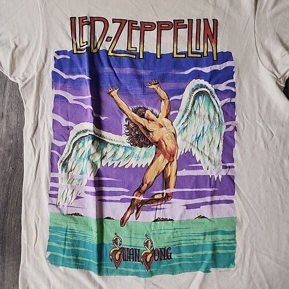 Vintage Led Zeppelin Swan Song Shirt XL Single Stich White - Picture 2 of 4